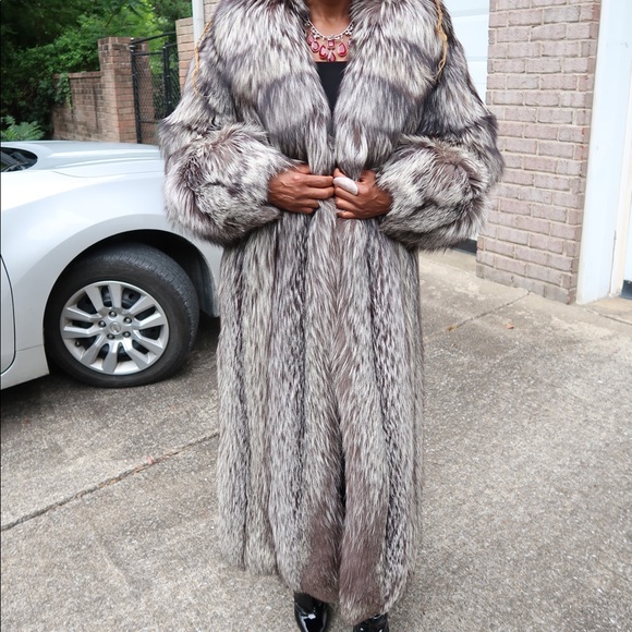 Fab amazing  full length silver fox fur coat s-m - Picture 4 of 8